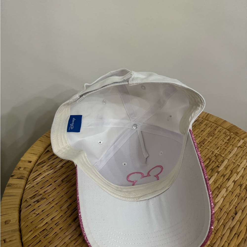 Disney Adult White Cap with Pink Glitter Mickey Brim💖 - Picture 2 of 3